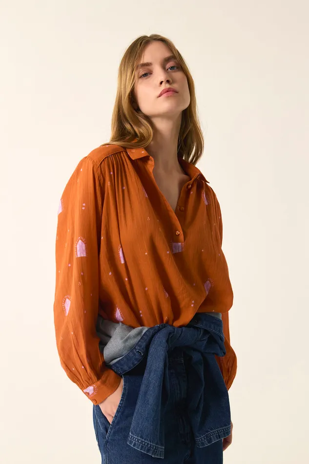 Women Blouse Ema Isba Blouse Coton Multicolore Des Petits Hauts Blouses Shirts and Tops