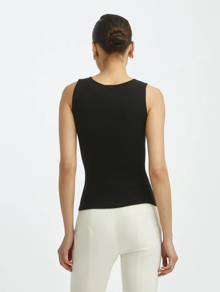 Women Blouses and Knits Oscar De La Renta Cashmere Silk Jewel Neck Tank Black Women Blouses and Knits Oscar De La Renta Cashmere Silk Jewel Neck Tank Black