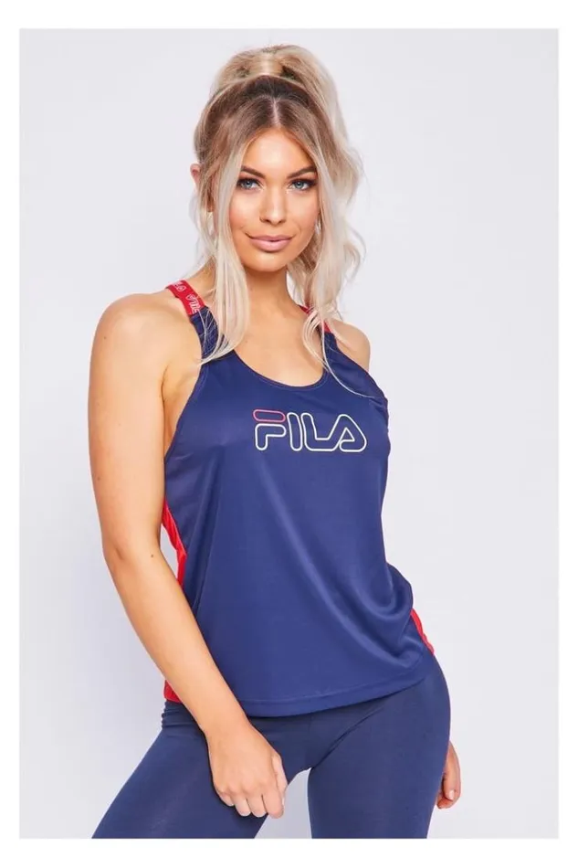Women Blue Bella Loose Tank Fila 687161 Blue Brentiny Paris Top And Tank Tops