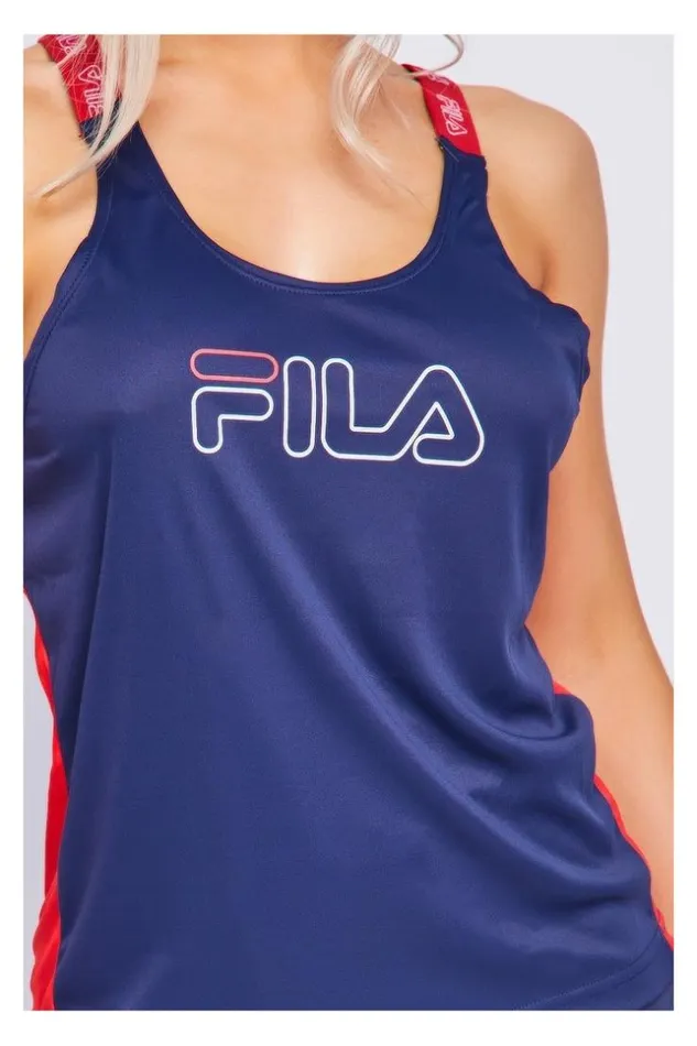 Women Blue Bella Loose Tank Fila 687161 Blue Brentiny Paris Top And Tank Tops