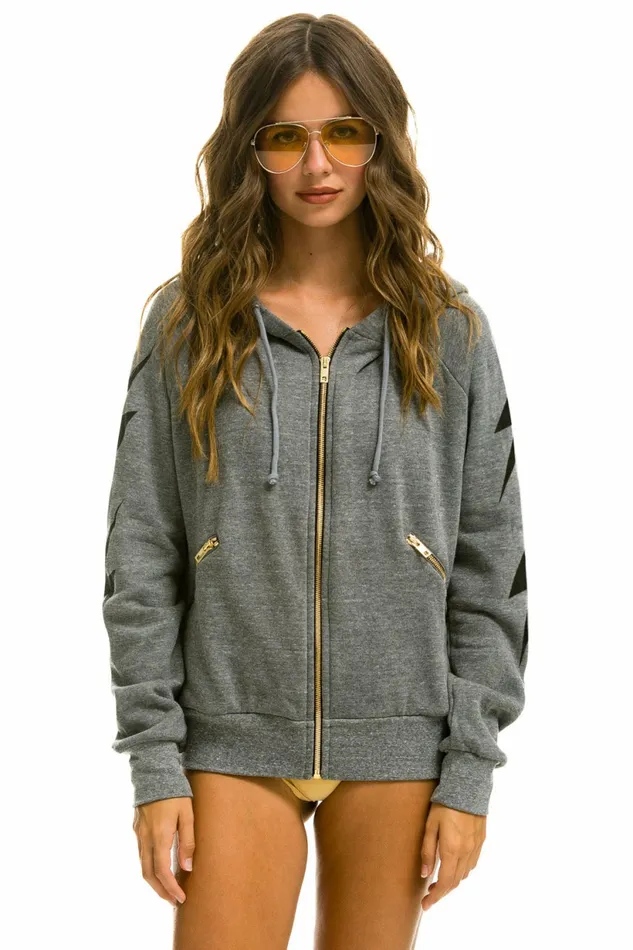 Women BOLT 4 ZIP HOODIE RELAXED WITH POCKETS 8211 HEATHER GREY Aviator Nation BoltCollection Women BOLT 4 ZIP HOODIE RELAXED WITH POCKETS 8211 HEATHER GREY Aviator Nation BoltCollection