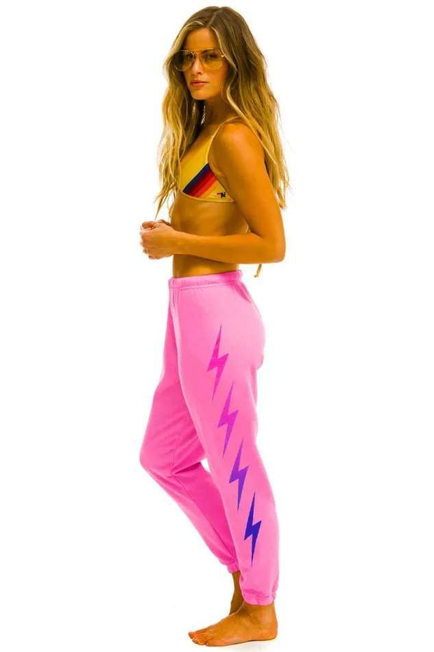 Women BOLT FADE 4 SWEATPANTS 8211 NEON PINK PINK PURPLE Aviator Nation Sweatpants