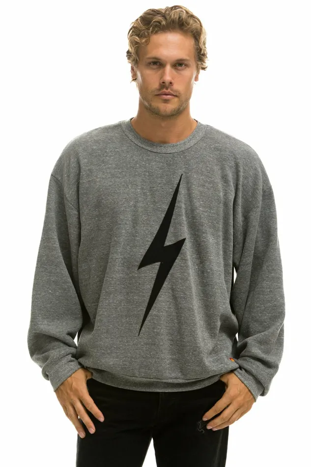 Women BOLT STITCH RELAXED CREW SWEATSHIRT 8211 HEATHER GREY BLACK Aviator Nation UnisexCrewSweatshirt Women BOLT STITCH RELAXED CREW SWEATSHIRT 8211 HEATHER GREY BLACK Aviator Nation UnisexCrewSweatshirt