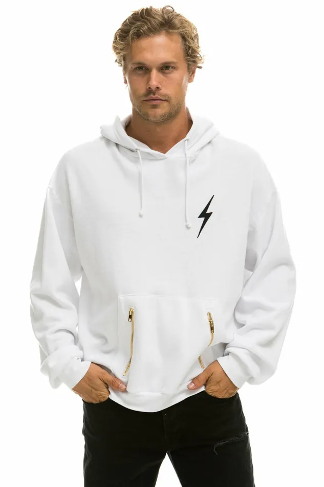 Women BOLT STITCH RELAXED PULLOVER HOODIE WITH POCKET ZIPPERS 8211 WHITE BLACK Aviator Nation BoltCollection Women BOLT STITCH RELAXED PULLOVER HOODIE WITH POCKET ZIPPERS 8211 WHITE BLACK Aviator Nation BoltCollection