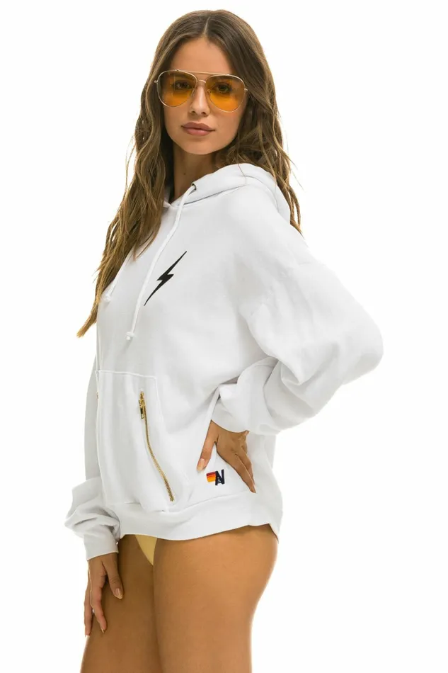 Women BOLT STITCH RELAXED PULLOVER HOODIE WITH POCKET ZIPPERS 8211 WHITE BLACK Aviator Nation BoltCollection Women BOLT STITCH RELAXED PULLOVER HOODIE WITH POCKET ZIPPERS 8211 WHITE BLACK Aviator Nation BoltCollection