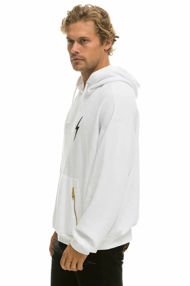 Women BOLT STITCH RELAXED PULLOVER HOODIE WITH POCKET ZIPPERS 8211 WHITE BLACK Aviator Nation BoltCollection Women BOLT STITCH RELAXED PULLOVER HOODIE WITH POCKET ZIPPERS 8211 WHITE BLACK Aviator Nation BoltCollection
