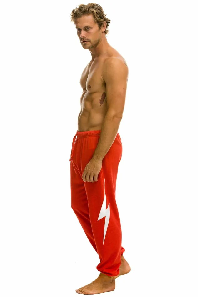 Women BOLT STITCH SWEATPANTS 8211 RED WHITE Aviator Nation BoltCollection