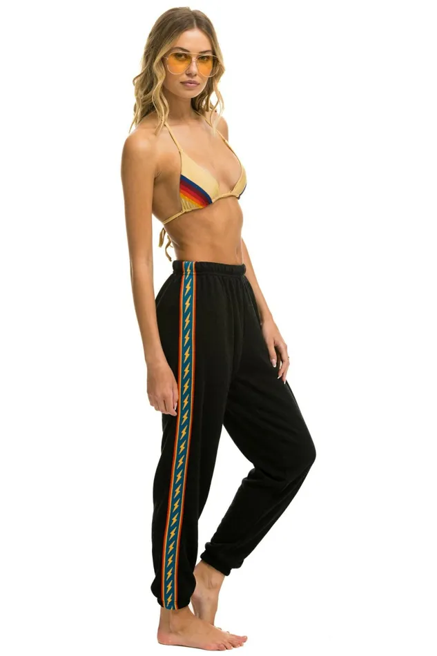 Women BOLT STRIPE SWEATPANTS 8211 BLACK Aviator Nation Sweatpants Women BOLT STRIPE SWEATPANTS 8211 BLACK Aviator Nation Sweatpants
