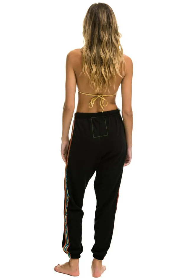 Women BOLT STRIPE SWEATPANTS 8211 BLACK Aviator Nation Sweatpants Women BOLT STRIPE SWEATPANTS 8211 BLACK Aviator Nation Sweatpants
