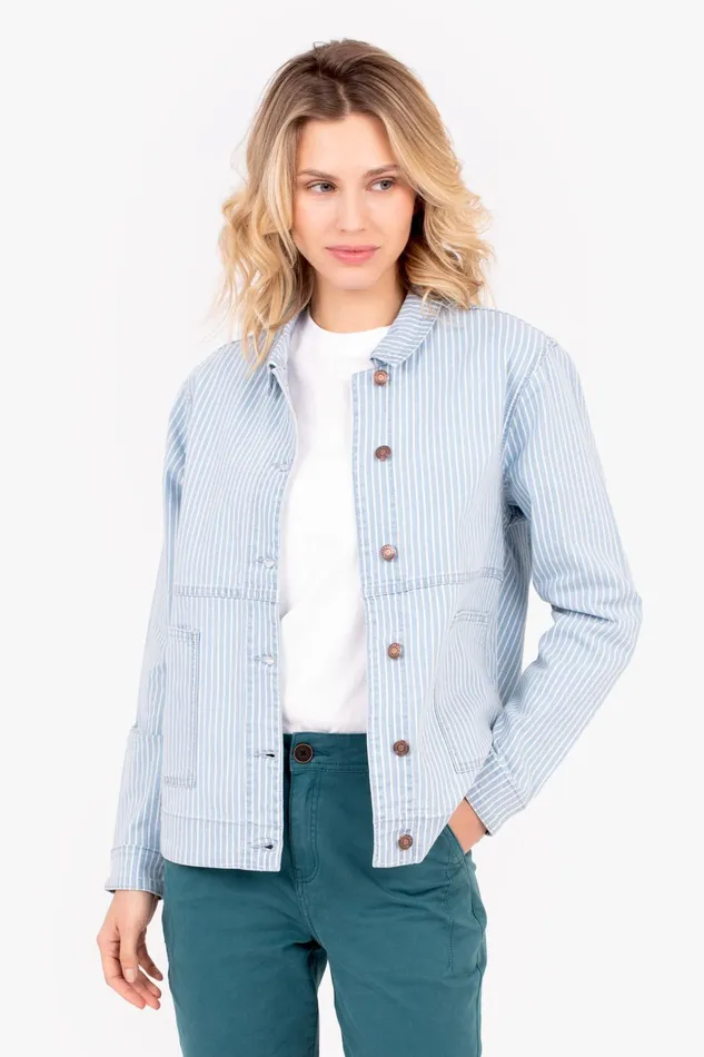 Women Brakeburn Coats And Jackets Blue And White Striped West Bay Jacket