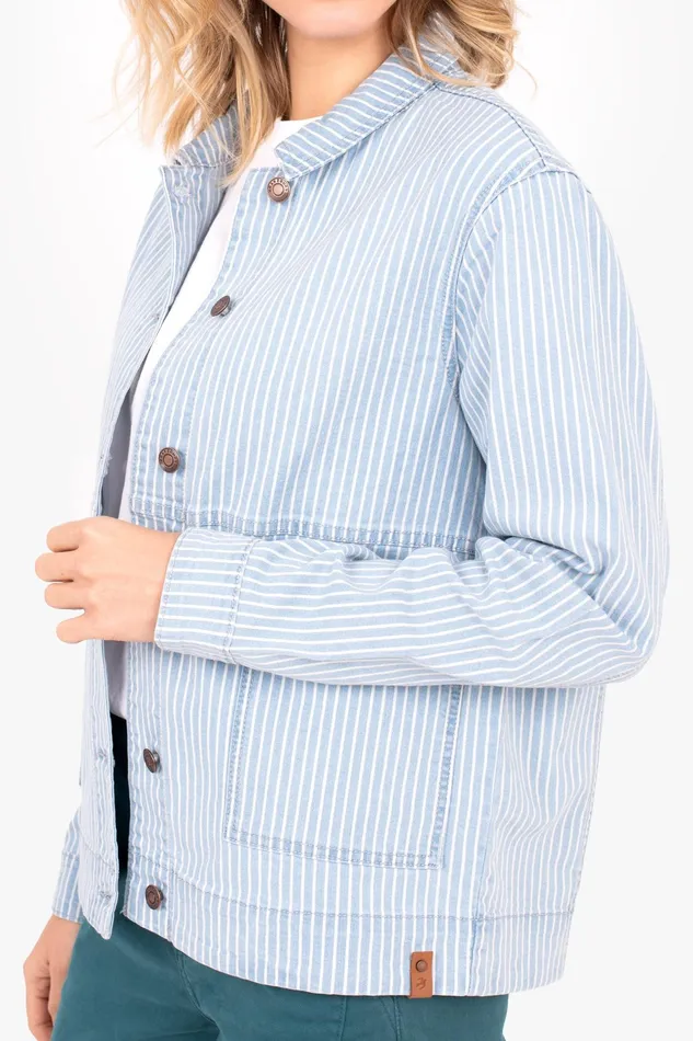 Women Brakeburn Coats And Jackets Blue And White Striped West Bay Jacket