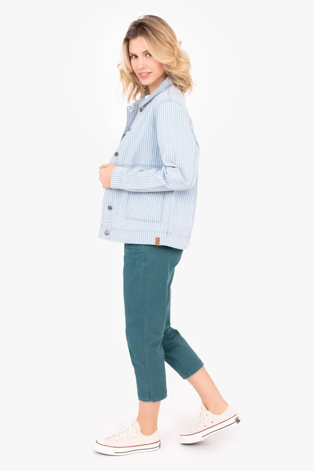 Women Brakeburn Coats And Jackets Blue And White Striped West Bay Jacket