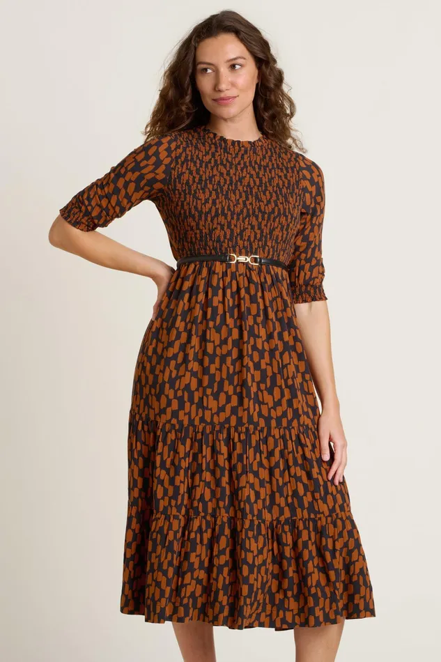 Women Brakeburn Dresses Black Brush Strokes Midi Dress