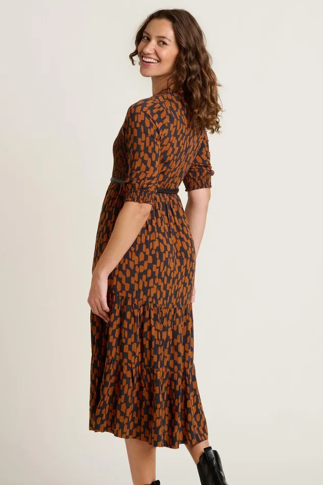 Women Brakeburn Dresses Black Brush Strokes Midi Dress