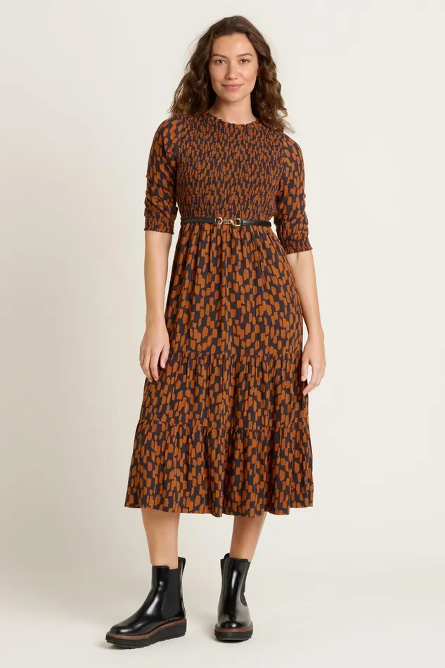 Women Brakeburn Dresses Black Brush Strokes Midi Dress
