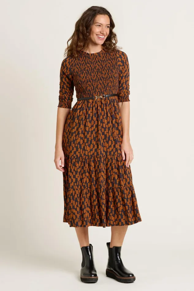 Women Brakeburn Dresses Black Brush Strokes Midi Dress