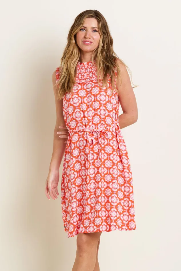Women Brakeburn Dresses Coral Blue Moroccan Tile Dress