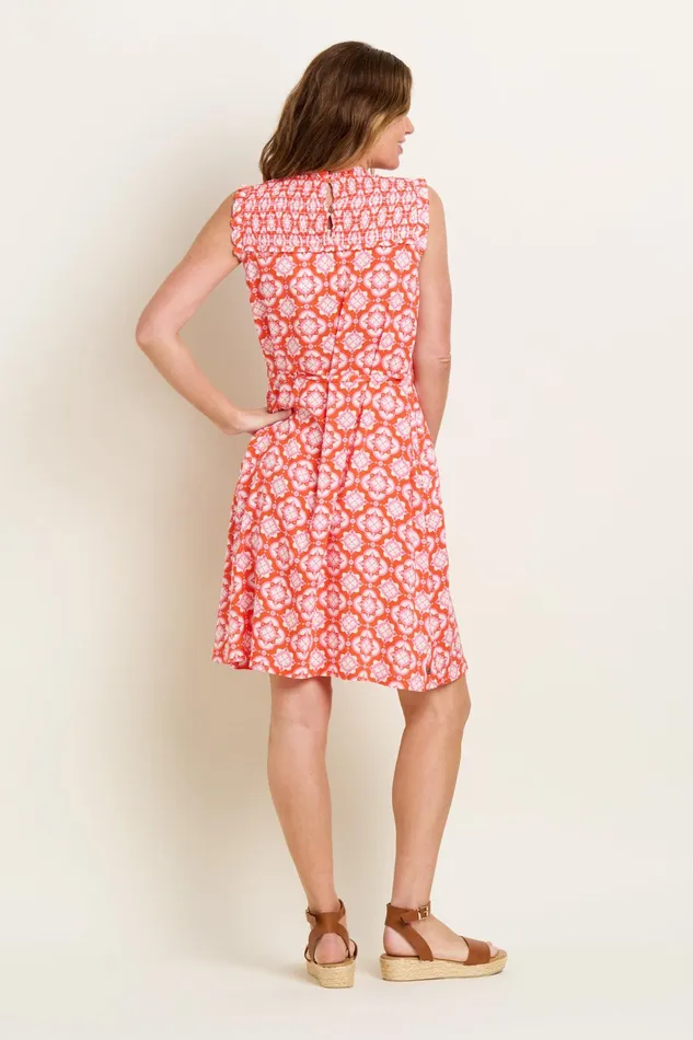Women Brakeburn Dresses Coral Blue Moroccan Tile Dress
