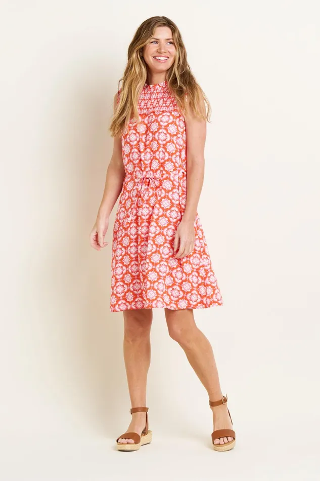 Women Brakeburn Dresses Coral Blue Moroccan Tile Dress