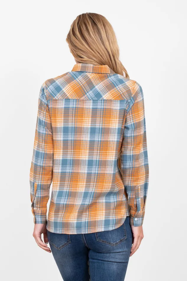 Women Brakeburn Shirts Blue And Orange Checked Flannel Shirt