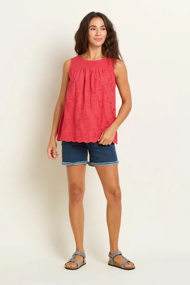 Women Brakeburn Shirts Red Ruby Embroidered Blouse