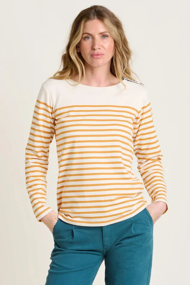 Women Brakeburn Sweatshirts And Hoodies Cream Engineered Stripe Bella Crew