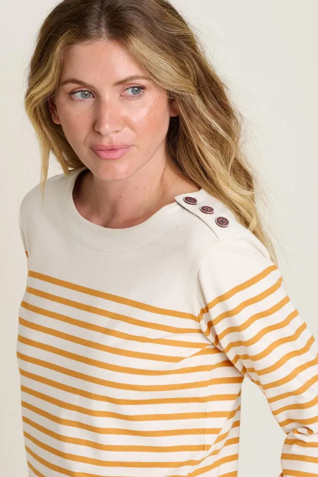 Women Brakeburn Sweatshirts And Hoodies Cream Engineered Stripe Bella Crew