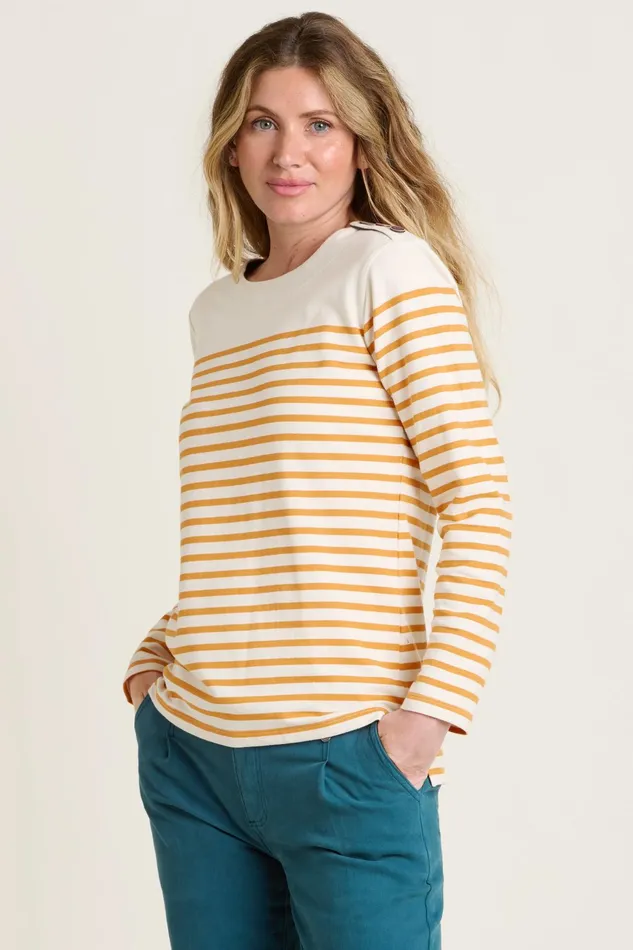Women Brakeburn Sweatshirts And Hoodies Cream Engineered Stripe Bella Crew