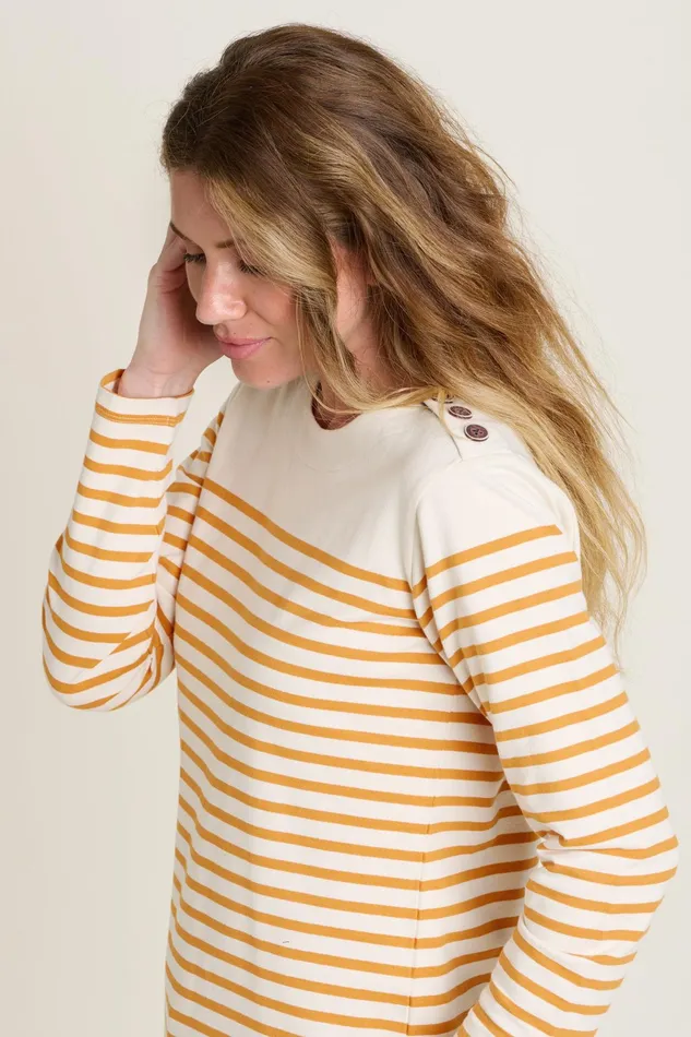 Women Brakeburn Sweatshirts And Hoodies Cream Engineered Stripe Bella Crew