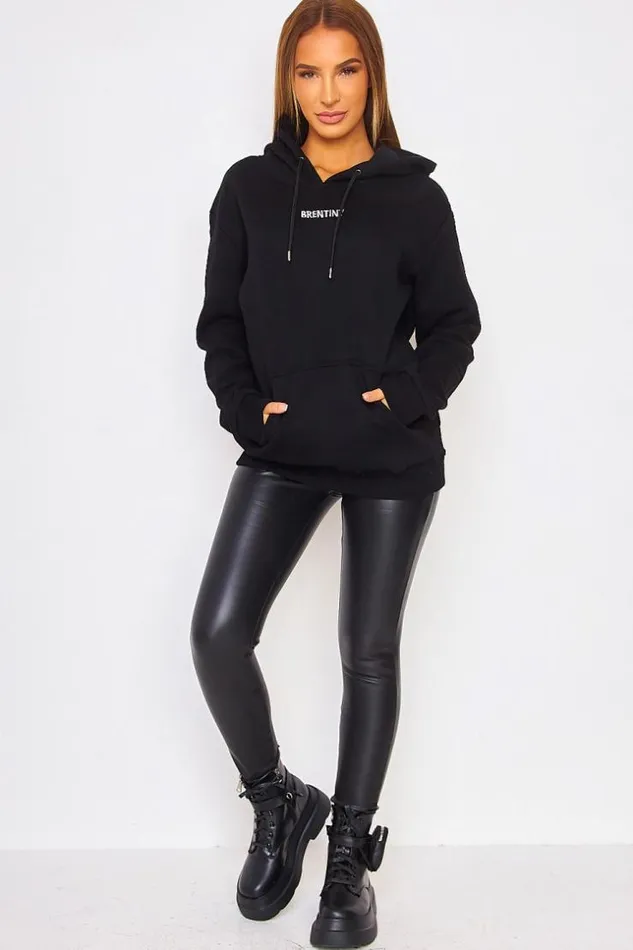 Women Brentiny Black Hoodie Black Brentiny Paris Sweaters and Sweatshirts