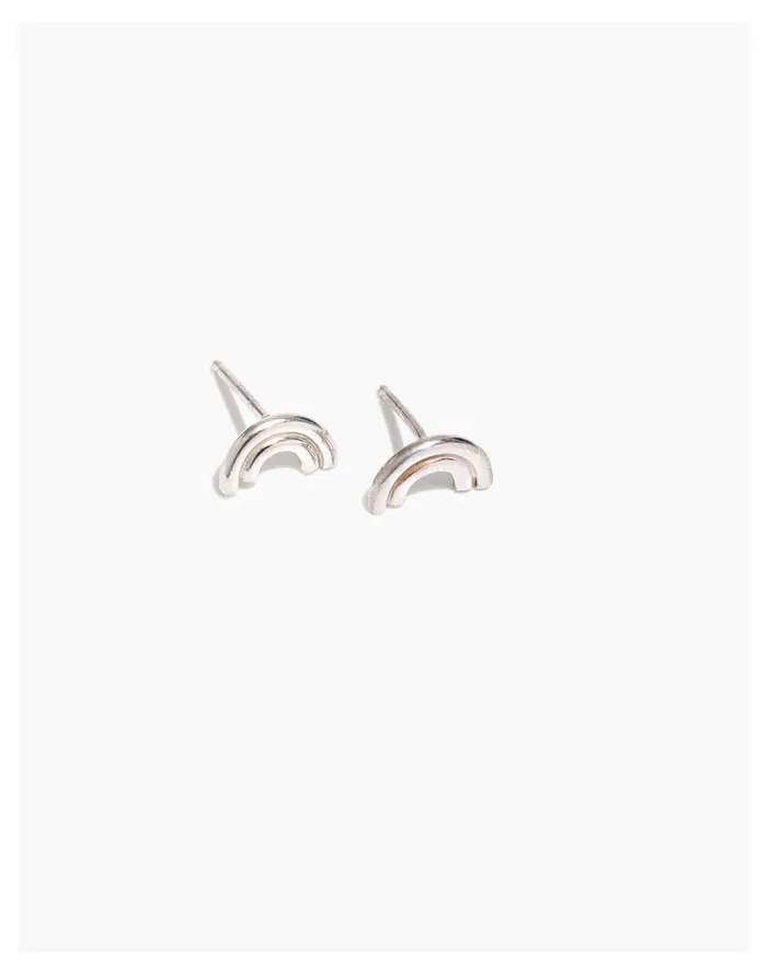 Women By Ren Sterling Silver Rainbow Stud Earrings Silver Madewell Earrings
