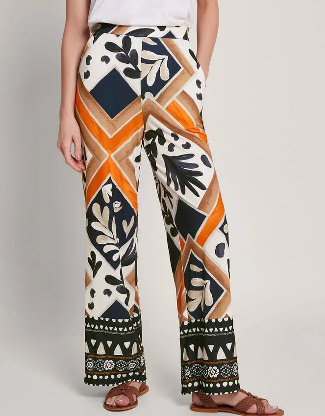 Women Cadenza Print Jersey Trousers Black Monsoon Casualwear