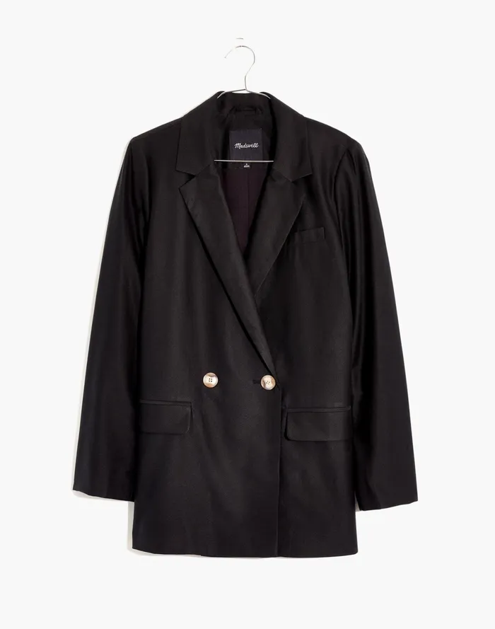 Women Caldwell Double Breasted Blazer True Black Madewell Jackets Women Caldwell Double Breasted Blazer True Black Madewell Jackets