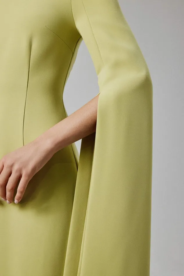Women Cape Dresses Lavish Alice KELLY Cape Sleeve Maxi Dress In Lime Green Lime Green