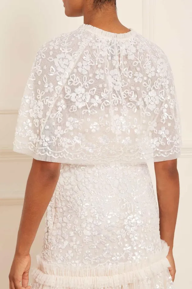 Women Capes Needle and Thread Regal Rose Gloss Short Open Cape Champagne
