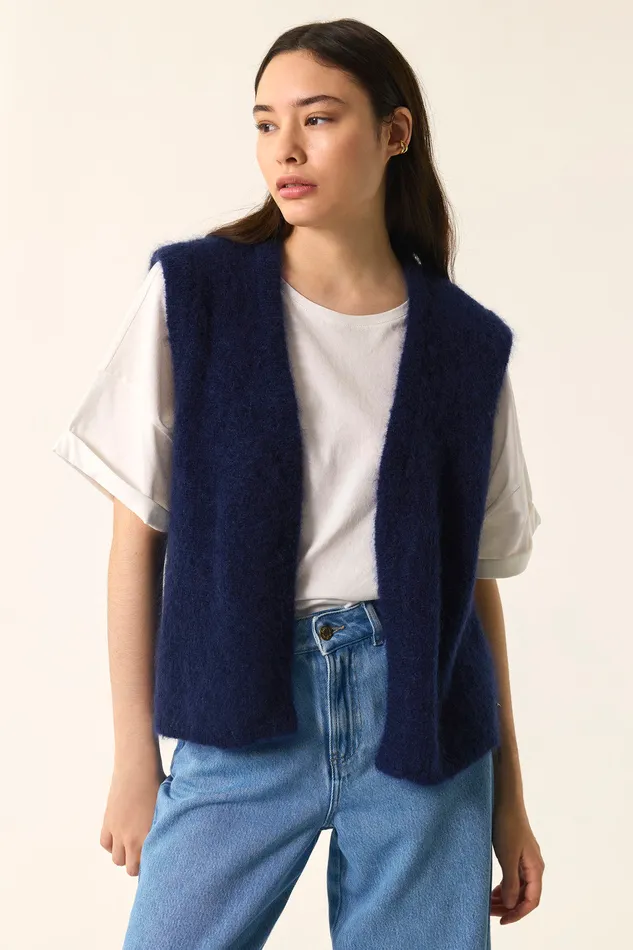 Women Cardigan Bunny Marine Gilet Mohair Bleu Marine Des Petits Hauts Jumpers and Cardigans Women Cardigan Bunny Marine Gilet Mohair Bleu Marine Des Petits Hauts Jumpers and Cardigans