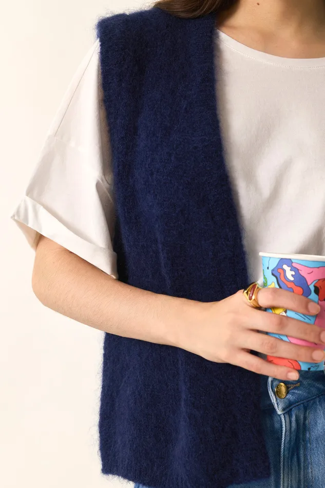 Women Cardigan Bunny Marine Gilet Mohair Bleu Marine Des Petits Hauts Jumpers and Cardigans
