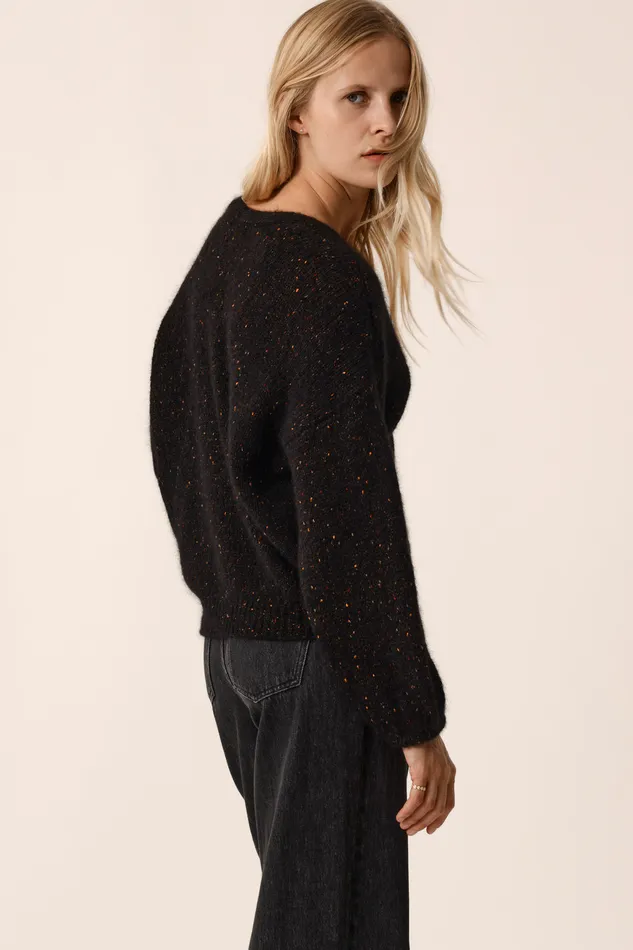 Women Cardigan Celestin Boutonne Noir Gilet Alpaga Noir Des Petits Hauts Jumpers and Cardigans