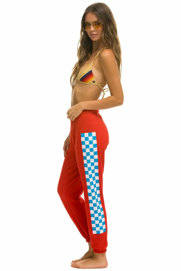 Women CHECK LEG SWEATPANTS 8211 RED WHITE BLUE Aviator Nation Sweatpants