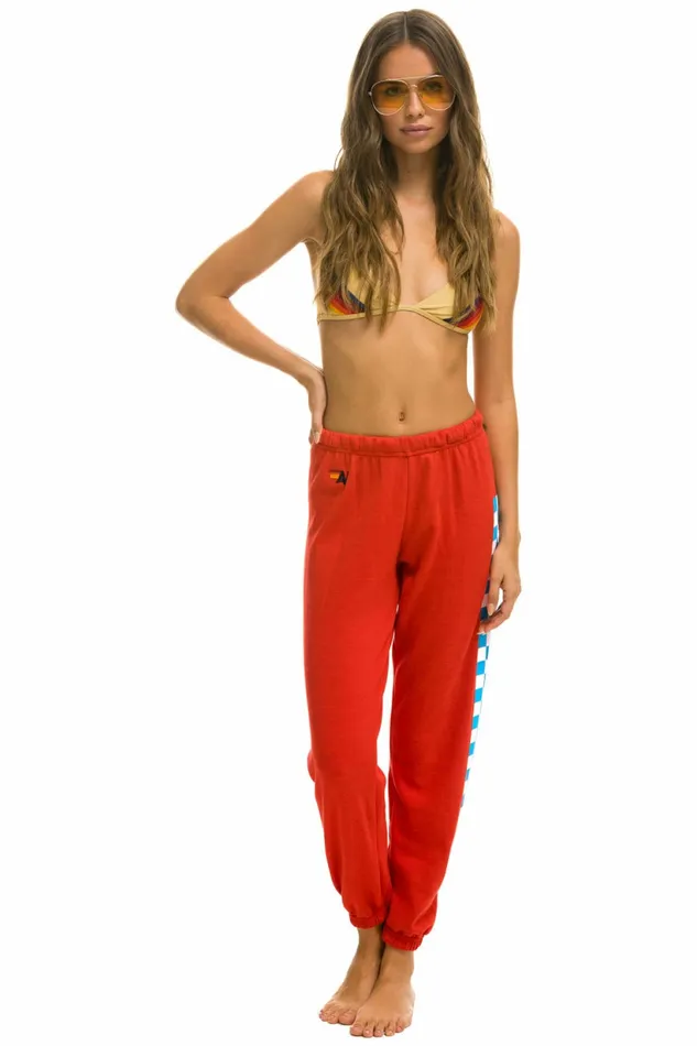 Women CHECK LEG SWEATPANTS 8211 RED WHITE BLUE Aviator Nation Sweatpants Women CHECK LEG SWEATPANTS 8211 RED WHITE BLUE Aviator Nation Sweatpants