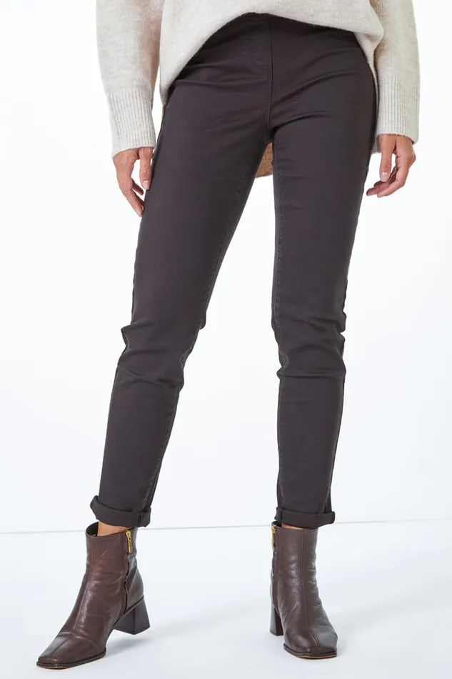 Women Chocolate 31039 Denim Stretch Elastic Waist Jegging Roman Trousers