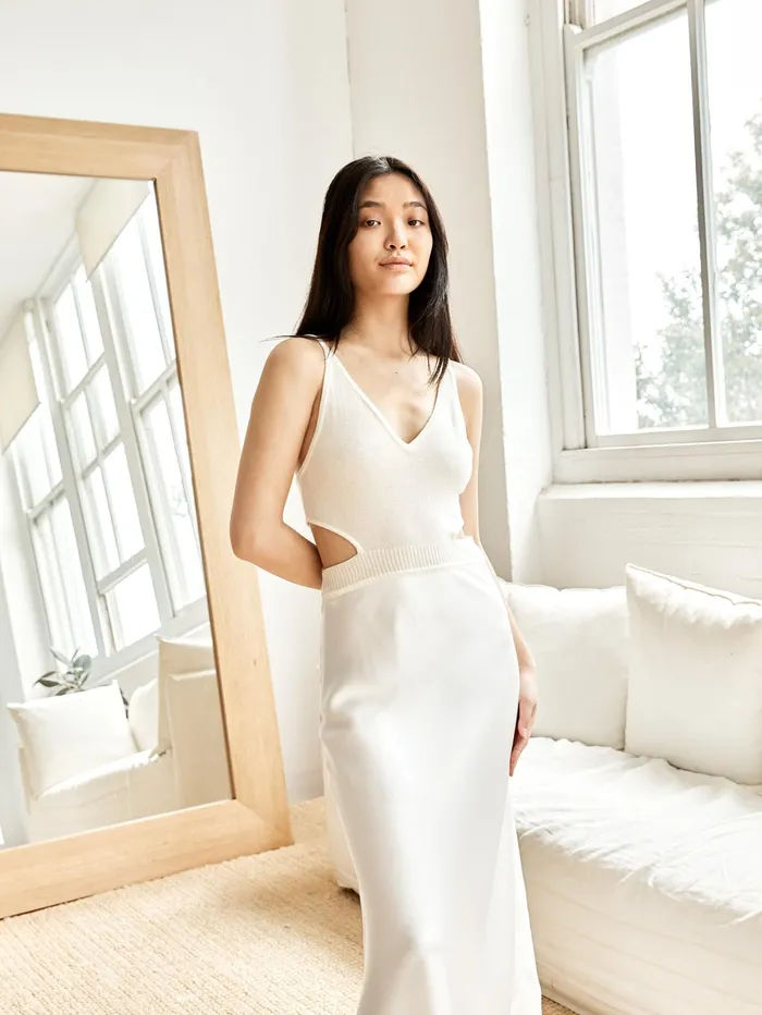 Women Christopher Esber 8211 Knitted Cami Bias Dress In Cream The UNDONE Dresses