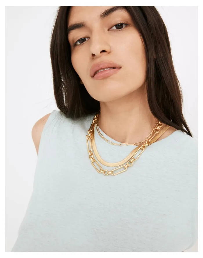 Women Chunky Herringbone Chain Necklace Vintage Gold Madewell Necklaces Women Chunky Herringbone Chain Necklace Vintage Gold Madewell Necklaces
