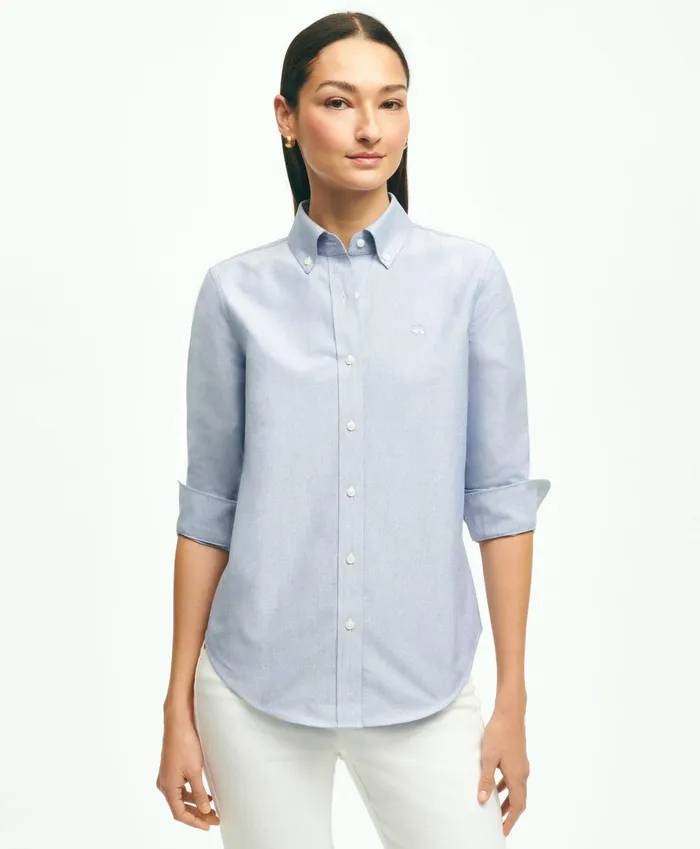 Women ClassicFit Cotton Oxford Shirt Blue Brooks Brothers Blouses and Shirts