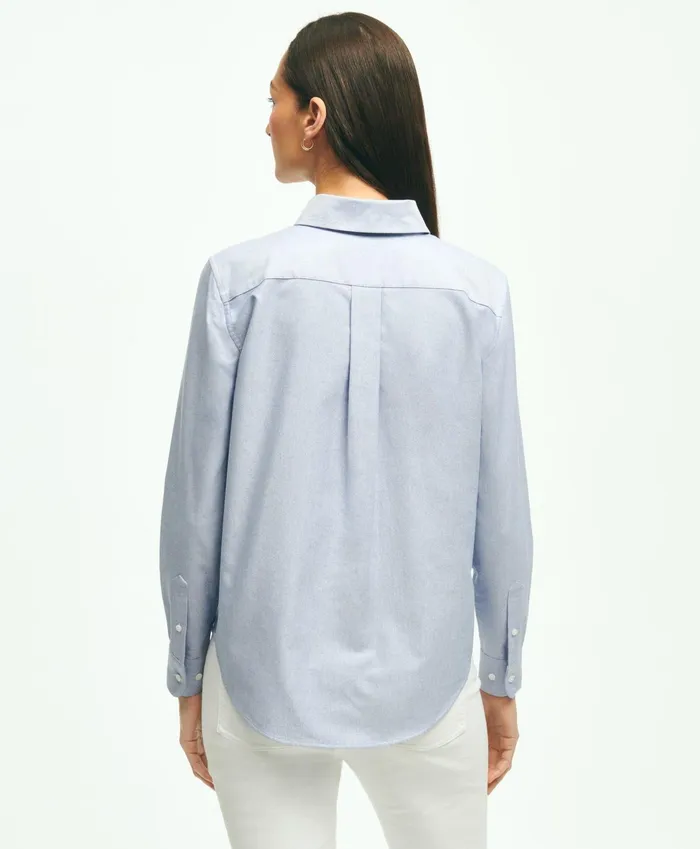 Women ClassicFit Cotton Oxford Shirt Blue Brooks Brothers Blouses and Shirts