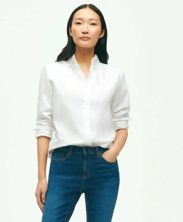Women ClassicFit Cotton Oxford Shirt White Brooks Brothers Blouses and Shirts