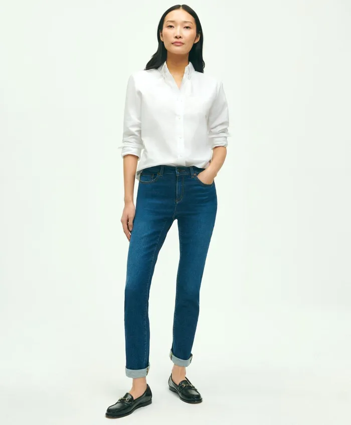 Women ClassicFit Cotton Oxford Shirt White Brooks Brothers Blouses and Shirts