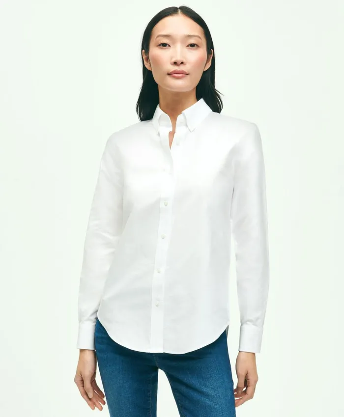 Women ClassicFit Cotton Oxford Shirt White Brooks Brothers Blouses and Shirts