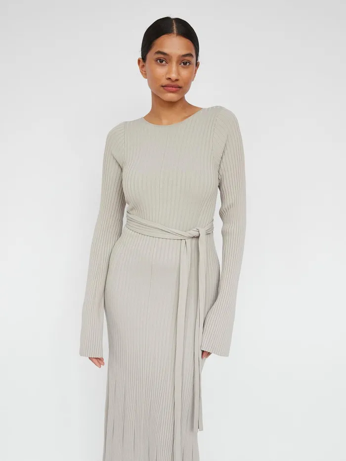 Women Clea 8211 Emerson Rib Dress In Grey Artichoke The UNDONE Dresses