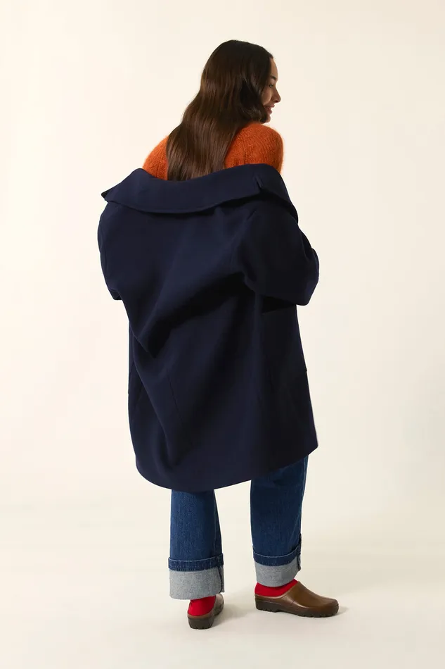 Women Coat Yasmine Marine Manteau Laine Bleu Fonc Des Petits Hauts Coats and Jackets